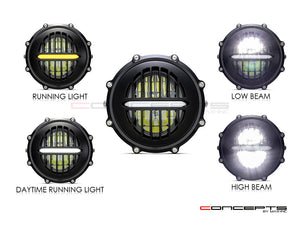 MONZA 5.75 Inch CNC Machined Aluminum LED Headlight - Rebel Cover