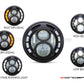 7.7" Matte Black Multi Projector Integrated LED Headlight + Eight Ball Grill Cover